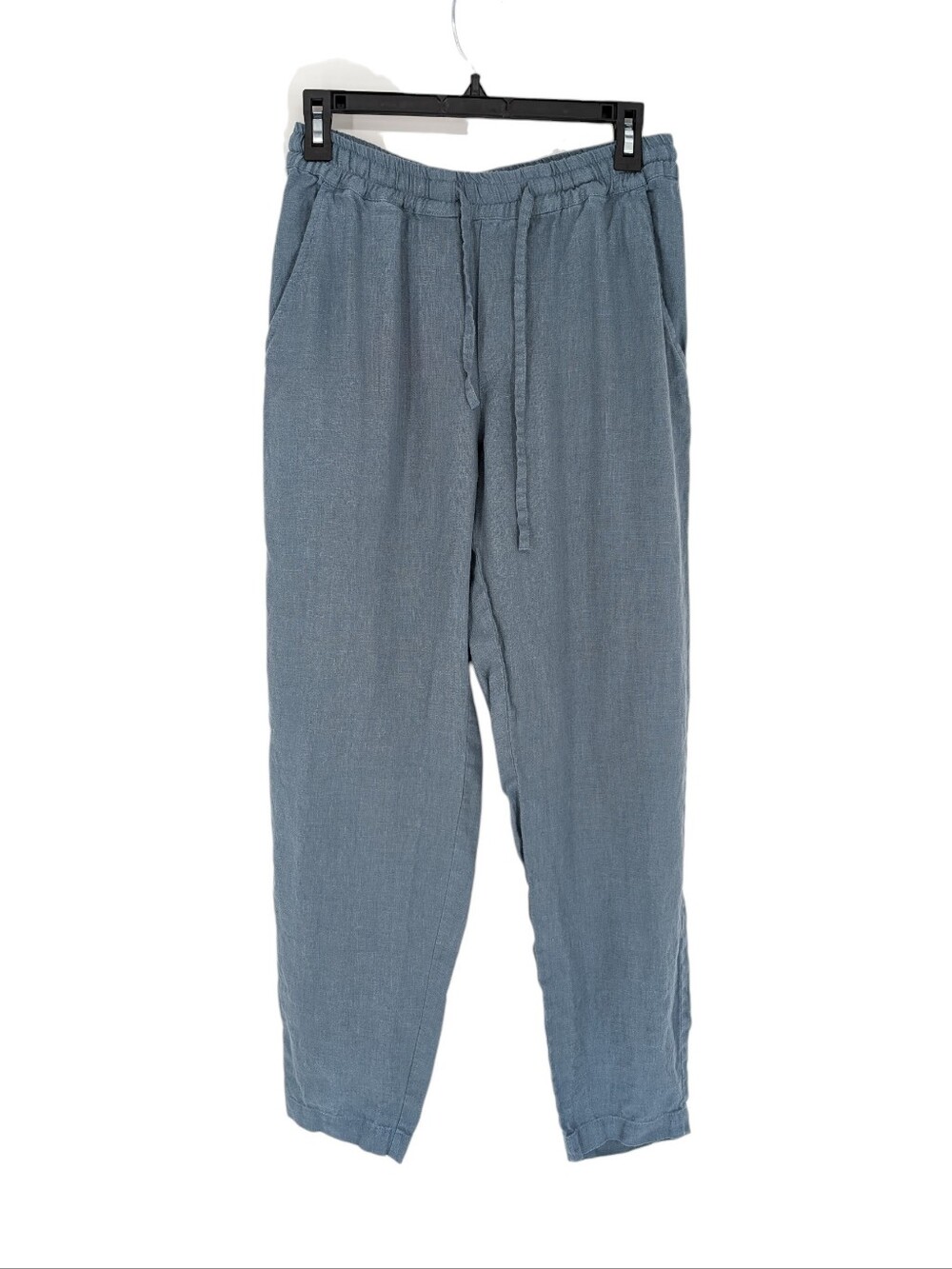 Magic Linen Pull-on Drawstring 100% Linen pants Blue Small